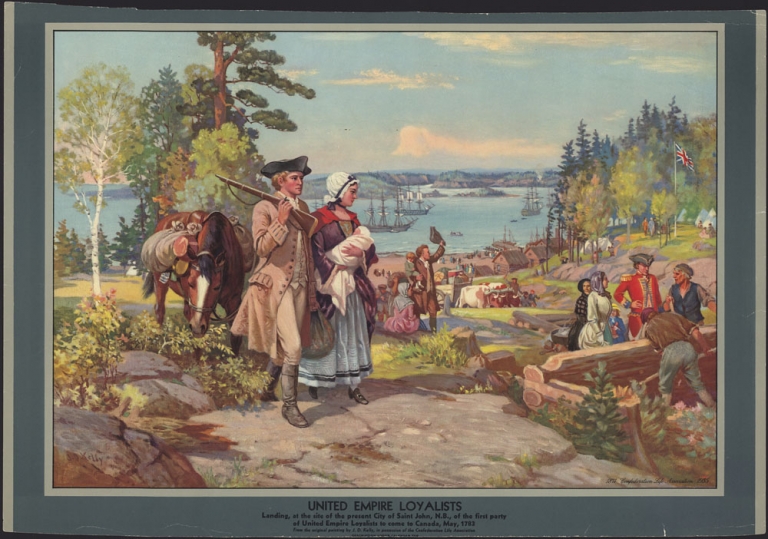 « United Empire loyalists landing at the site of the present City of Saint John, New Brunswick, 1783 », John David Kelly, reproduction before 1935