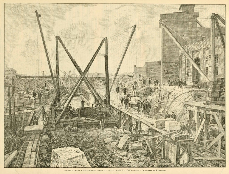Enlargement of the Lachine Canal – Work on the St. Gabriel Lock December 1, 1877 
