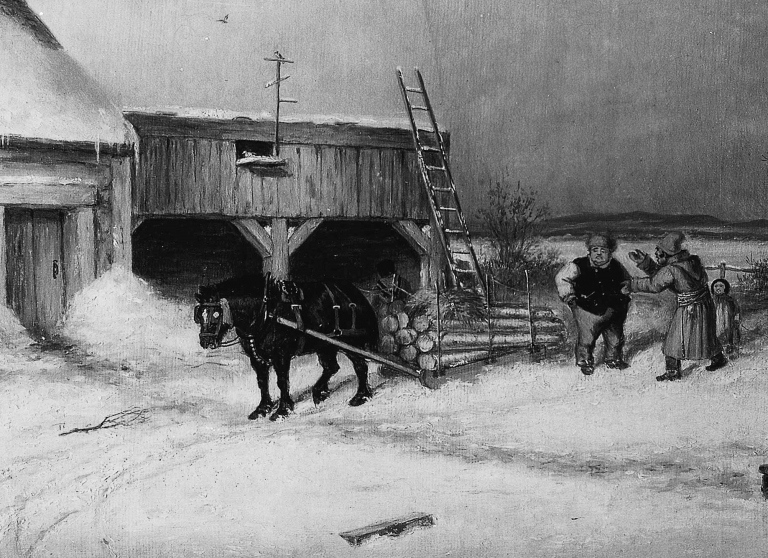 Toll gate, painting by Cornelius Krieghoff, 1863 Copy, Wm. Notman & Son, 1934-1935 