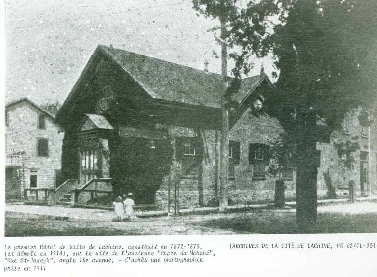 Lachine’s first city hall, built in 1872, Saint-Joseph Boulevard at 18th Avenue. 