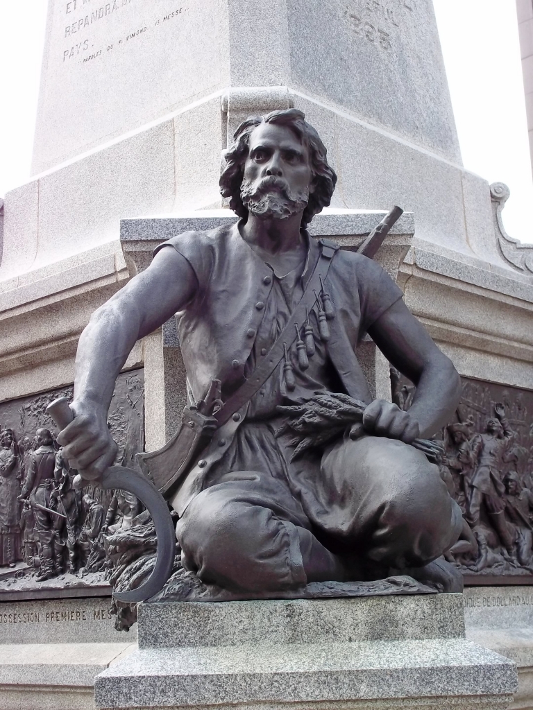 Charles Le Moyne, as imagined by the sculptor of the Maisonneuve Monument, Place d'Armes, Montréal 