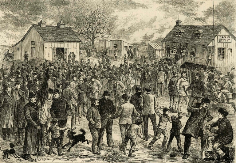 The Lachine Canal Laborers’ Strike on January 5, 1878, by Henri Julien 