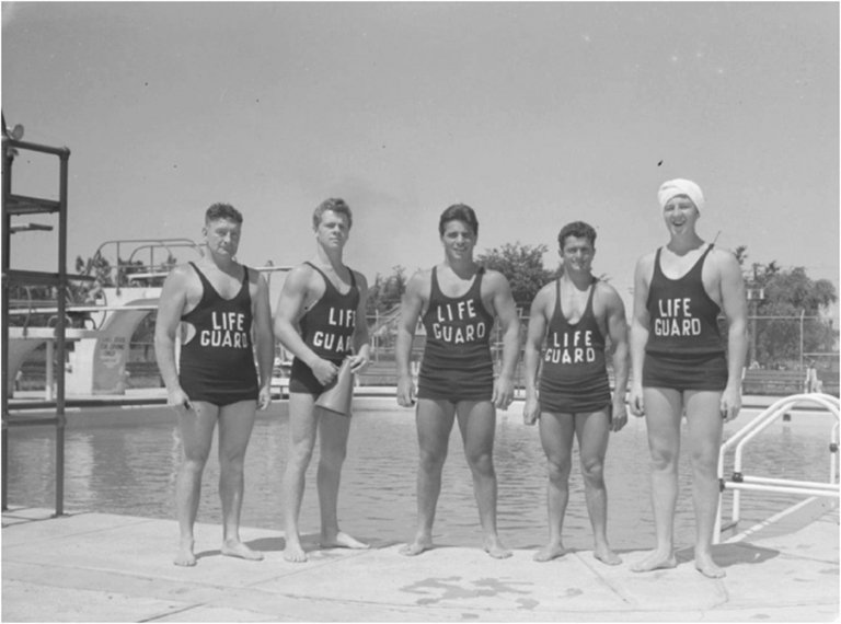 A team of lifeguards at the Natatorium A team of lifeguards at the Natatorium